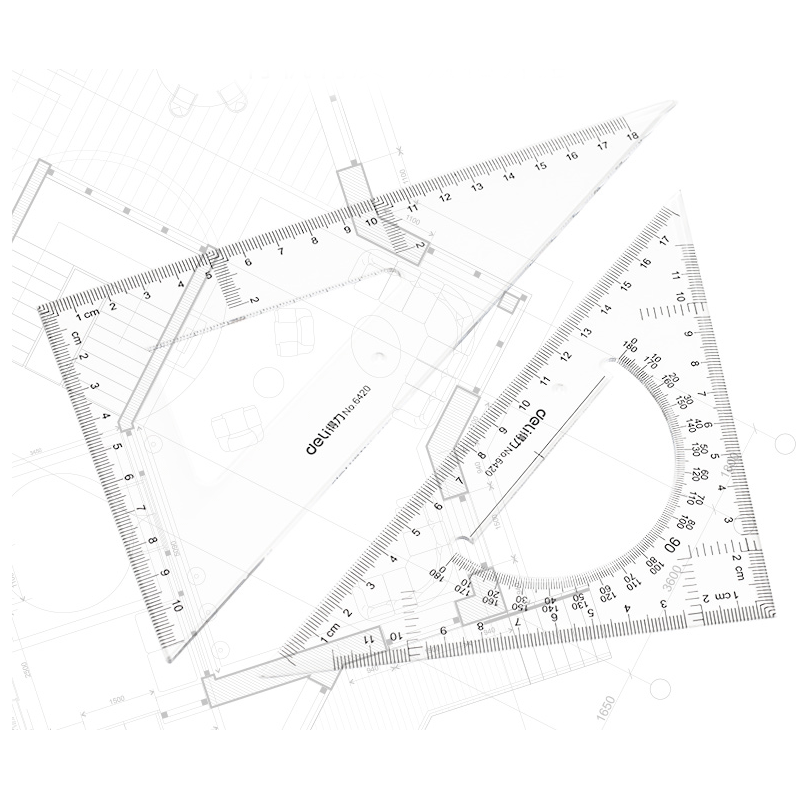 有机塑料透明大号绘图教学等腰直角三角尺